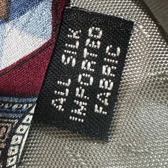 Givenchy Vintage Burgundy and Blue Geometric Tie